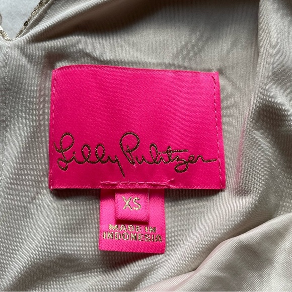 Lilly Pulitzer Faye Metallic Gold Ruffle Mini Dress XS Preppy Cocktail Formal - Picture 7 of 11